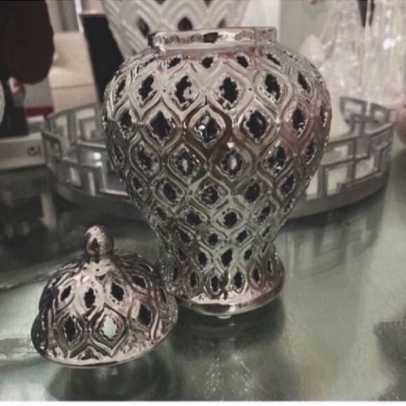 New Silver Ginger Jar with Lid - Picture 11 of 13